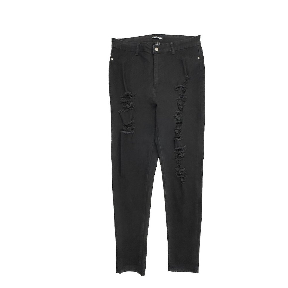 Fashion Nova Skinny Distressed Women's size 1X Black Denim Jeans